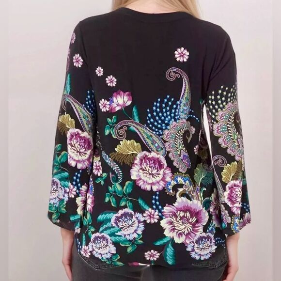 NEW Johnny Was The Janie Favorite V-neck Kimono Sleeve Tee Floral Size XL - Picture 6 of 11